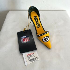 Green Bay Packers NFL High Heel Shoe Ornament Green Black Team Logo Decoration